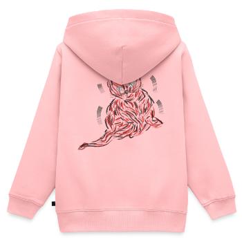 Abstrakte Katze Pinselstrich Kunst - Kinder Premium Organic Zip Hoodie - Rosa - Hinten - AI Model Kid Female (0cm)
