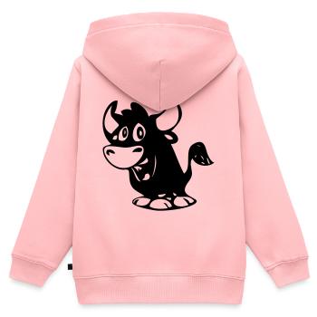 Stier - Kinder Premium Organic Zip Hoodie - Rosa - Hinten - AI Model Kid Female (0cm)