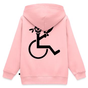 Rollstuhl-Pirat # - Kinder Premium Organic Zip Hoodie - Rosa - Hinten - AI Model Kid Female (0cm)