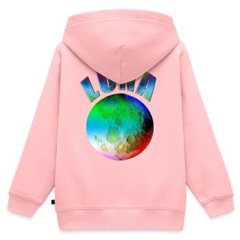 Luna Lune Arc-en-ciel - Sweat Premium à capuche zippé enfant bio - rose - Dos - AI Model Kid Female (0cm)