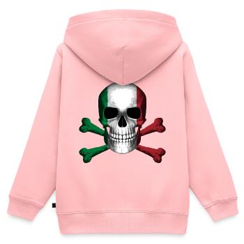 Skull Jolly Roger Pirate Flag Italia R6Z - Kinder Premium Organic Zip Hoodie - Rosa - Hinten - AI Model Kid Female (0cm)