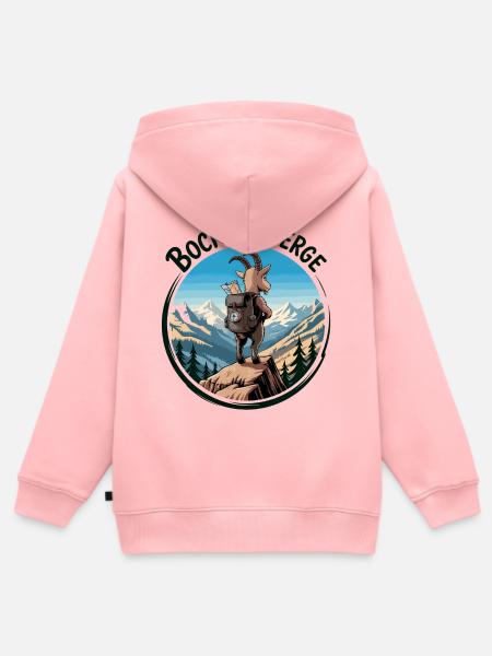 Bergsteiger Ziege auf dem Gipfel - Kinder Premium Organic Zip Hoodie - Rosa