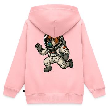 Astro Bulldog Explorer - Sweat Premium à capuche zippé enfant bio - rose - Dos - AI Model Kid Female (0cm)