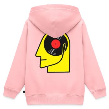 Retro-Vinyl-Album-Kopfporträt - Kinder Premium Organic Zip Hoodie - Rosa - Hinten - AI Model Kid Female (0cm)