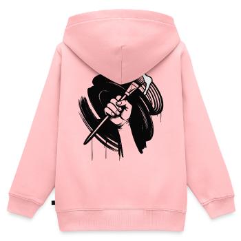 MALEN SIE SCHWARZ – schwarz und weiß - Kinder Premium Organic Zip Hoodie - Rosa - Hinten - AI Model Kid Female (0cm)