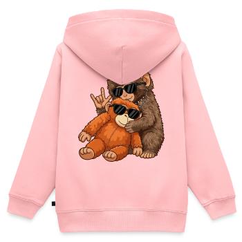 Affe Punch Rockmusik Lustig Geschenk - Kinder Premium Organic Zip Hoodie - Rosa - Hinten - AI Model Kid Female (0cm)