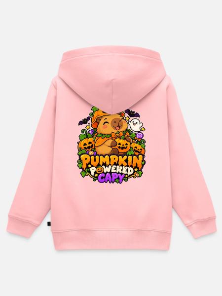 Pumpkin Powered Capybara - Kinder Premium Organic Zip Hoodie - Rosa