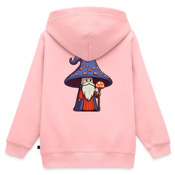 Süßer Pilz Zauberer mit Bart - Kinder Premium Organic Zip Hoodie - Rosa - Hinten - AI Model Kid Female (0cm)