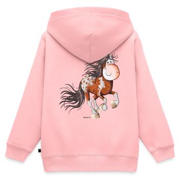 Stürmischer Appaloosa - Kinder Premium Organic Zip Hoodie - Rosa - Hinten - AI Model Kid Female (0cm)