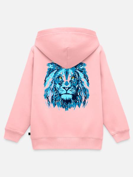 Blauer Löwe - Grosskatze - Wildlife - Sternzeichen - Kinder Premium Organic Zip Hoodie - Rosa