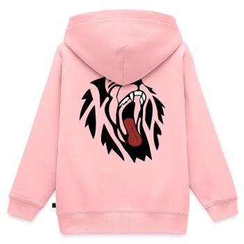 Lion - Sweat Premium à capuche zippé enfant bio - rose - Dos - AI Model Kid Female (0cm)