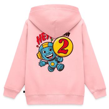 Fête d’anniversaire d’un an pour enfants petit robot mignon - Sweat Premium à capuche zippé enfant bio - rose - Dos - AI Model Kid Female (0cm)