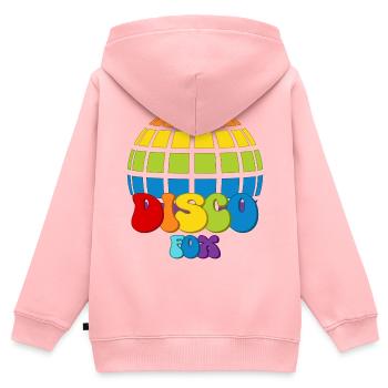 Disco Fox Boule Disco Groovy Discothèque Discofox - Sweat Premium à capuche zippé enfant bio - rose - Dos - AI Model Kid Female (0cm)