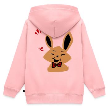 Osterhase - Kinder Premium Organic Zip Hoodie - Rosa - Hinten - AI Model Kid Female (0cm)
