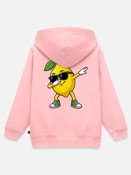 Lustige Zitrone in Dab-Pose Cartoon - Kinder Premium Organic Zip Hoodie - Rosa