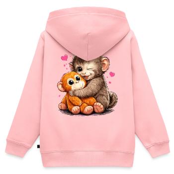 Affe Punch Lustig Geschenk Süß - Kinder Premium Organic Zip Hoodie - Rosa - Hinten - AI Model Kid Female (0cm)