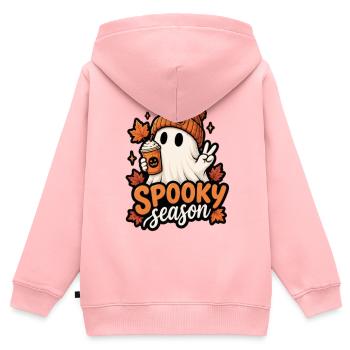 Spooky Season Geist mit Kürbis Mütze - Kinder Premium Organic Zip Hoodie - Rosa - Hinten - AI Model Kid Female (0cm)