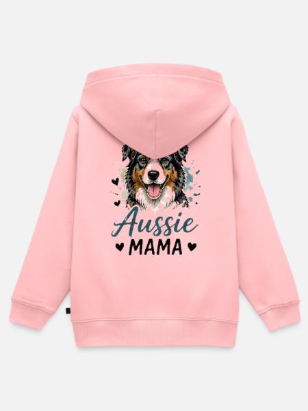 Aussie Mama Hundedesign - Kinder Premium Organic Zip Hoodie - Rosa