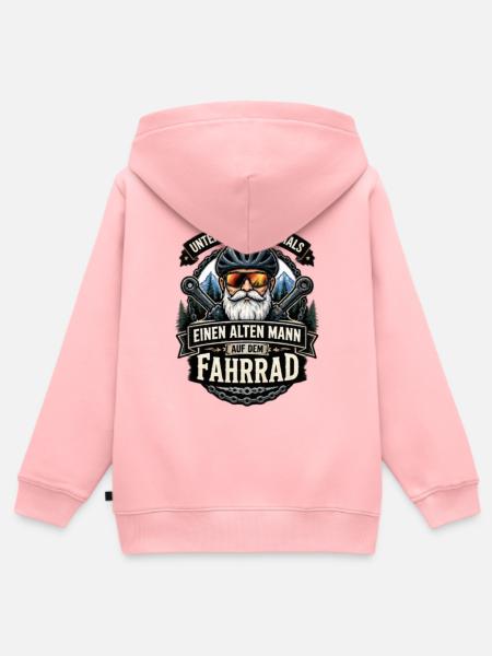 Alter Mann auf dem Fahrrad - Kinder Premium Organic Zip Hoodie - Rosa