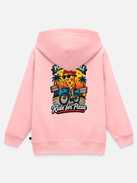 Pizza & Pedals Strandride - Kinder Premium Organic Zip Hoodie - Rosa