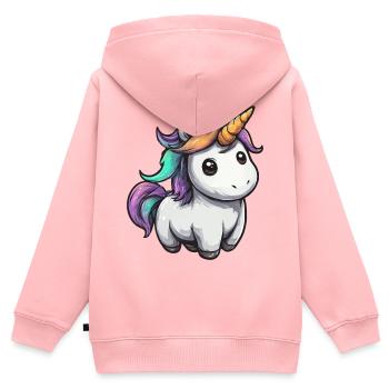 Pastell Unicorn mit Regenbogenmähne - Kinder Premium Organic Zip Hoodie - Rosa - Hinten - AI Model Kid Female (0cm)