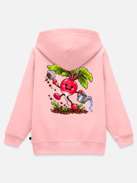Fröhliches Radieschen beim Gärtnern - Kinder Premium Organic Zip Hoodie - Rosa