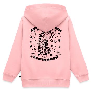 Seepferd Bestanden - Kinder Premium Organic Zip Hoodie - Rosa - Hinten - AI Model Kid Female (0cm)