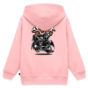 Skull Grim Reaper Skate Graffiti - Kinder Premium Organic Zip Hoodie - Rosa - Hinten - AI Model Kid Female (0cm)