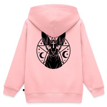 Occulte Sphynx Cat - Sweat Premium à capuche zippé enfant bio - rose - Dos - AI Model Kid Female (0cm)
