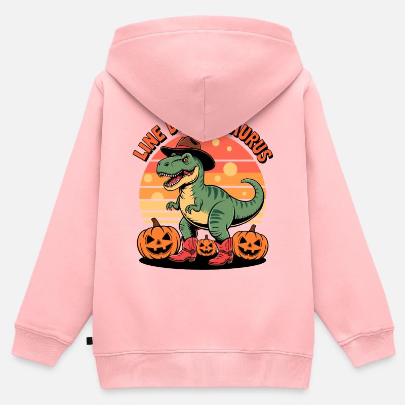LineDance Saurus Halloween - Sweat Premium à capuche zippé enfant bio - rose