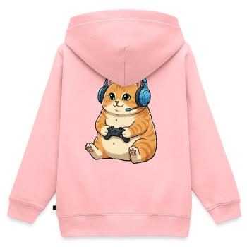 Gamer Katze mit Headset - Kinder Premium Organic Zip Hoodie - Rosa - Hinten - AI Model Kid Female (0cm)