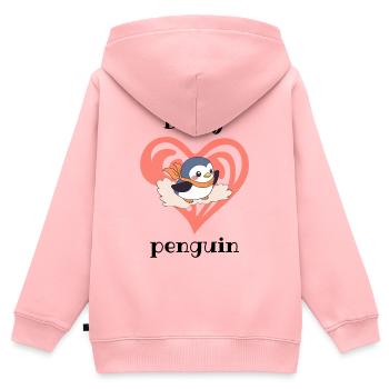 Herzpinguin mit Schal - Kinder Premium Organic Zip Hoodie - Rosa - Hinten - AI Model Kid Female (0cm)