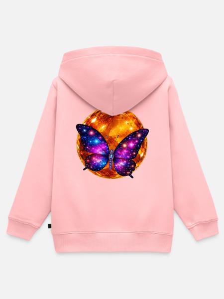 Venerta – Kosmischer Schmetterling der Sonnenwelt - Kinder Premium Organic Zip Hoodie - Rosa