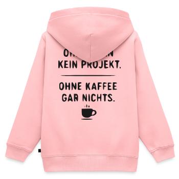 Planlos Ohne Kaffee – Projektwitz - Kinder Premium Organic Zip Hoodie - Rosa - Hinten - AI Model Kid Female (0cm)