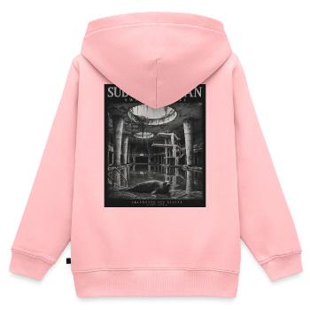 Phoque de piscine Lieux Oubliés Animal Vintage - Sweat Premium à capuche zippé enfant bio - rose - Dos - AI Model Kid Female (0cm)