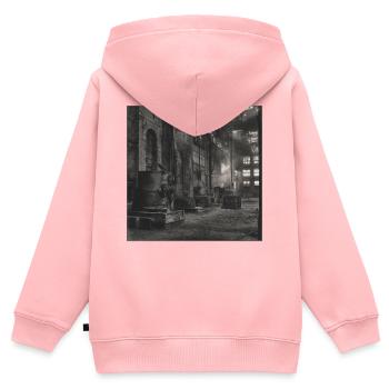 Lost Places Factory Retro Ravens Animal Crime Ruin - Sweat Premium à capuche zippé enfant bio - rose - Dos - AI Model Kid Female (0cm)