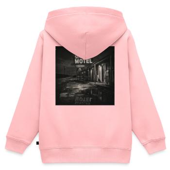 Vintage Motel Nacht Noir Tiermotiv Katze Animal - Kinder Premium Organic Zip Hoodie - Rosa - Hinten - AI Model Kid Female (0cm)