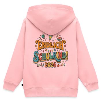 Endlich Schulkind 2026 - Retro Design - Kinder Premium Organic Zip Hoodie - Rosa - Hinten - AI Model Kid Female (0cm)