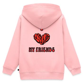 Freunde Shirt – I Love My Friends - Kinder Premium Organic Zip Hoodie - Rosa - Hinten - AI Model Kid Female (0cm)