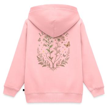 Love Is Love Blumen T-Shirt Botanical Vintage - Kinder Premium Organic Zip Hoodie - Rosa - Hinten - AI Model Kid Female (0cm)
