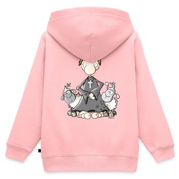 Pfarrer mit Schafen - Kinder Premium Organic Zip Hoodie - Rosa - Hinten - AI Model Kid Female (0cm)