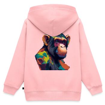 Schimpanse - Kinder Premium Organic Zip Hoodie - Rosa - Hinten - AI Model Kid Female (0cm)
