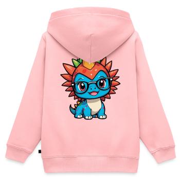 Kleiner süßer Baby Dino Stegosaurus mit Brille - Kinder Premium Organic Zip Hoodie - Rosa - Hinten - AI Model Kid Female (0cm)