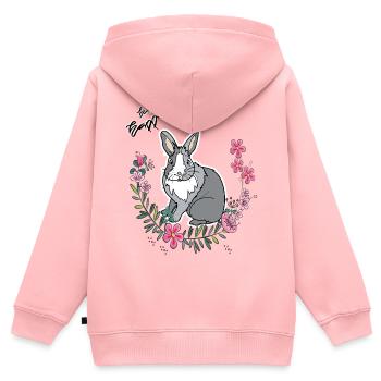 Be Happy Easter - Sweat Premium à capuche zippé enfant bio - rose - Dos - AI Model Kid Female (0cm)