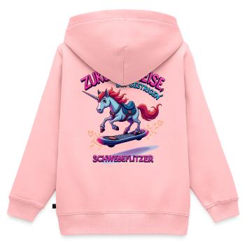 Zukunftseinhorn - Kinder Premium Organic Zip Hoodie - Rosa - Hinten - AI Model Kid Female (0cm)