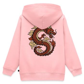 Chinese Dragon Mythical Red - Kinder Premium Organic Zip Hoodie - Rosa - Hinten - AI Model Kid Female (0cm)