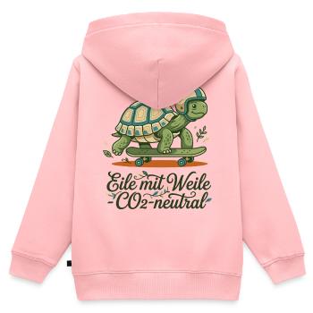 Schildkröte Skateboard Nachhaltig Spruch Design - Kinder Premium Organic Zip Hoodie - Rosa - Hinten - AI Model Kid Female (0cm)
