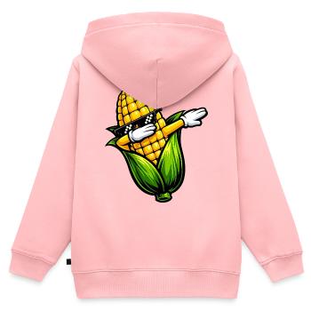 Tamponner le maïs sur l’épi - Sweat Premium à capuche zippé enfant bio - rose - Dos - AI Model Kid Female (0cm)