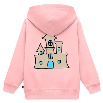 Château de sable - été sur la plage - Sweat Premium à capuche zippé enfant bio - rose - Dos - AI Model Kid Female (0cm)