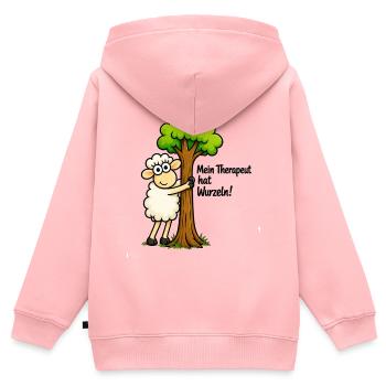 Wurzeltherapie Lamm - Kinder Premium Organic Zip Hoodie - Rosa - Hinten - AI Model Kid Female (0cm)